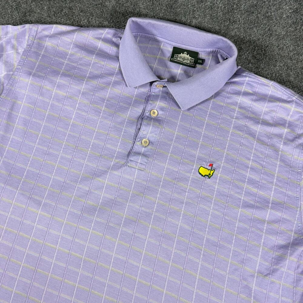 Masters Clubhouse Collection Polo Mens XXL Purple Plaid Golf Italy Augusta